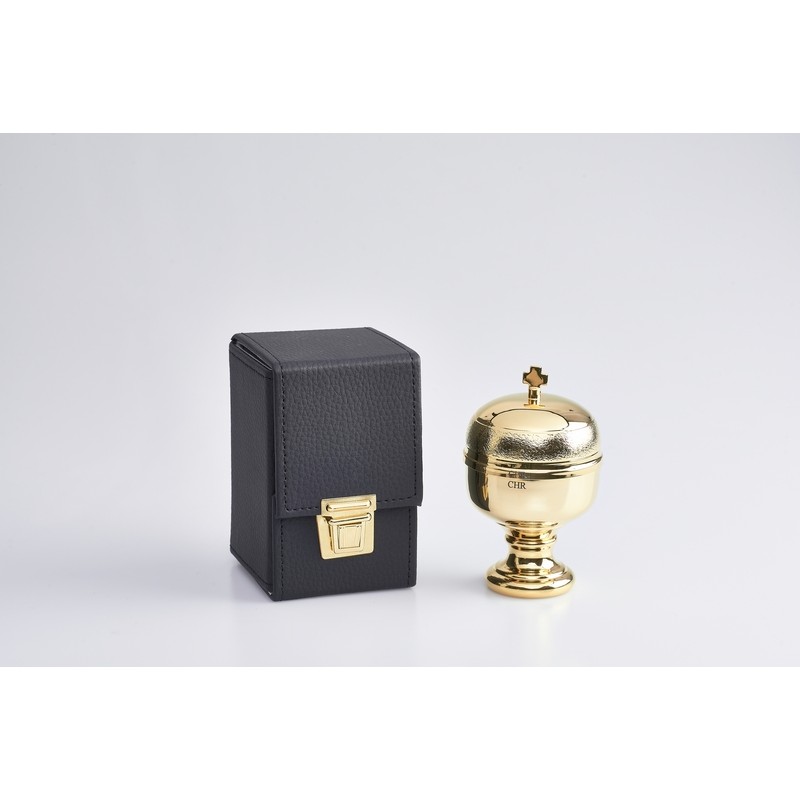 Astuccio con 1 vasetto per oli santi con interno in vetro