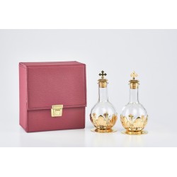 Astuccio con 2 fiaschetta per oli santi con tappo a vite