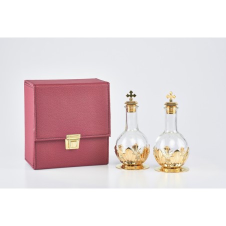 Astuccio con 2 fiaschetta per oli santi con tappo a vite