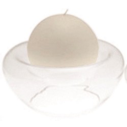 Base in vetro trasparente per moccolo sfera