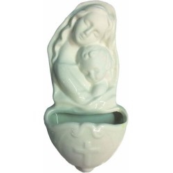 Acquasantiera in ceramica bianca