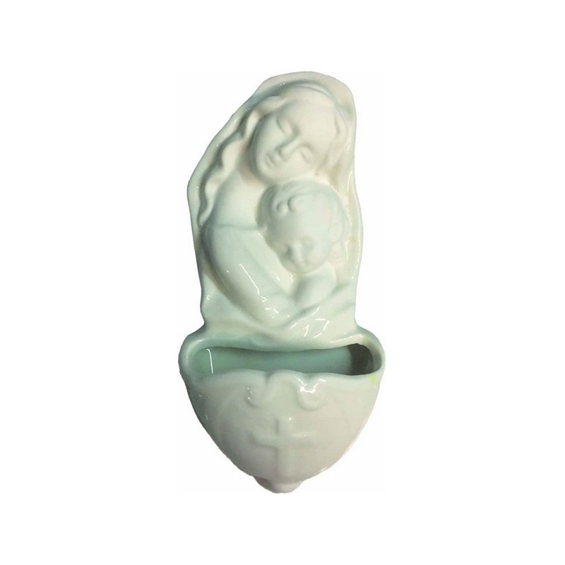 Acquasantiera in ceramica bianca