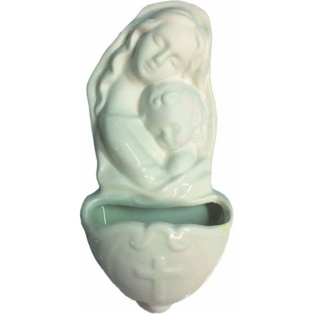 Acquasantiera in ceramica bianca