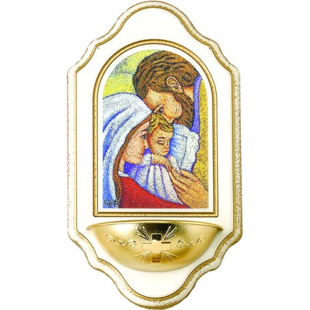 Acquasantiera legno Sacra Famiglia