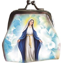 Borsellino in stoffa con rosario vetro Madonna Immacolata