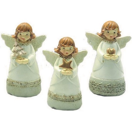 Angioletto panna in resina veste ricamata cm. 11