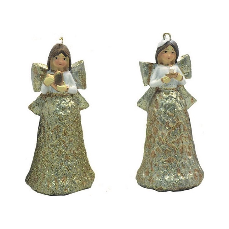 Angioletto campanello veste champagne resina cm. 10