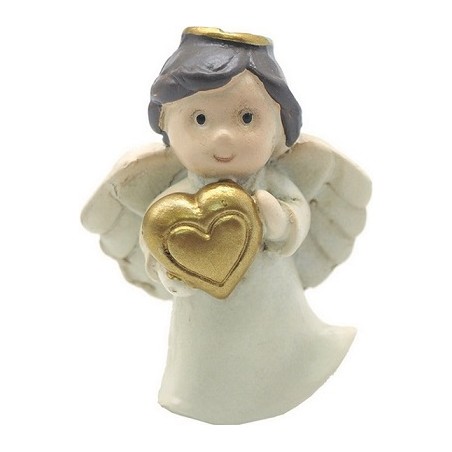 Angioletto con cuoricino resina cm. 6