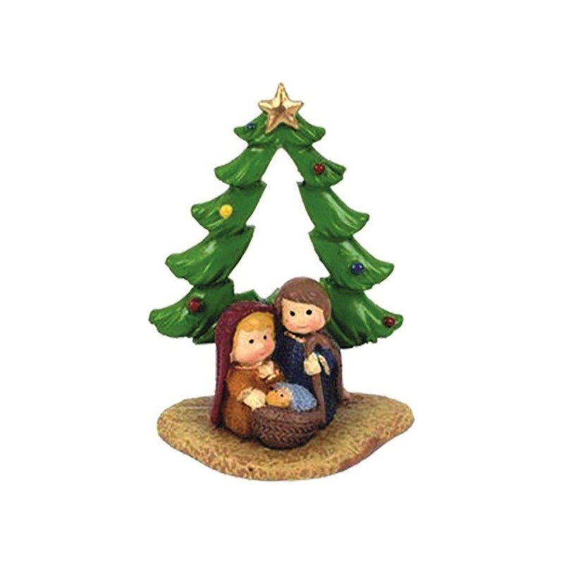 Alberello Natività naif in resina cm. 8