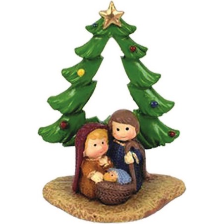 Alberello Natività naif in resina cm. 8