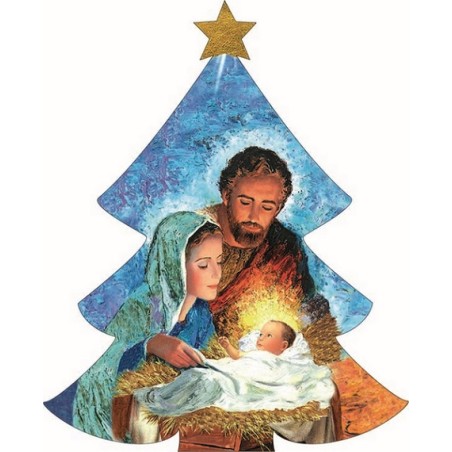 Alberello in legno con Natività da appendere