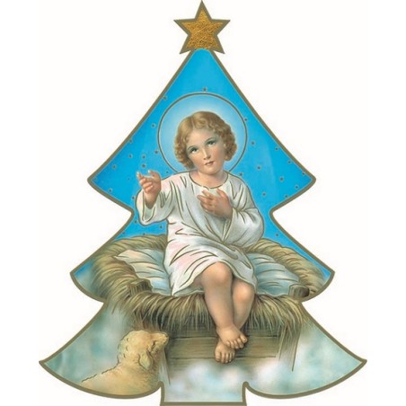 Alberello in legno Gesù Bambino da appendere