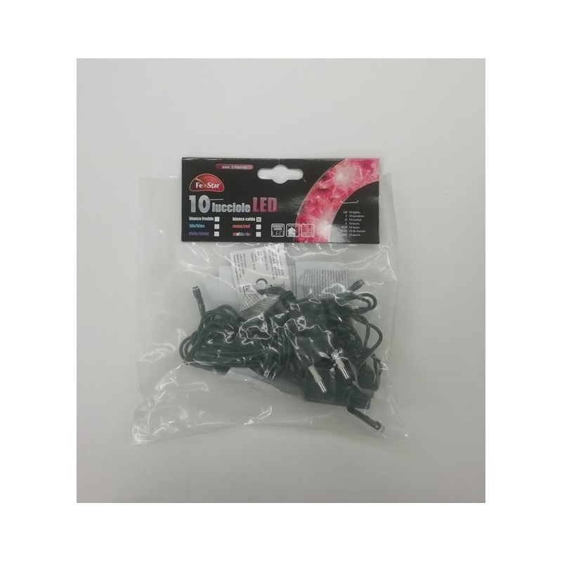 10 Led bianco caldo filo verde a spina