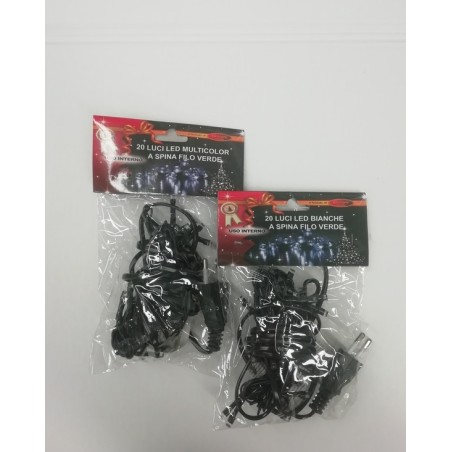 20 Led bianco freddo filo verde a spina