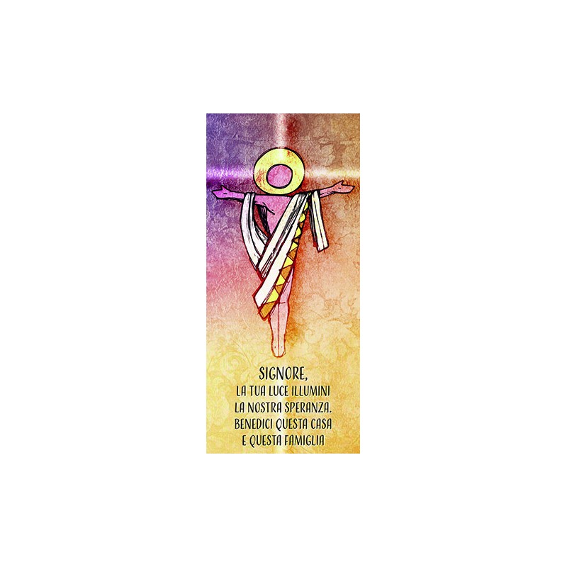 Benedizione Cristo Risorto carta perlata 10x22 con oro
