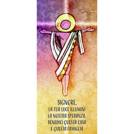 Benedizione Cristo Risorto carta perlata 10x22 con oro