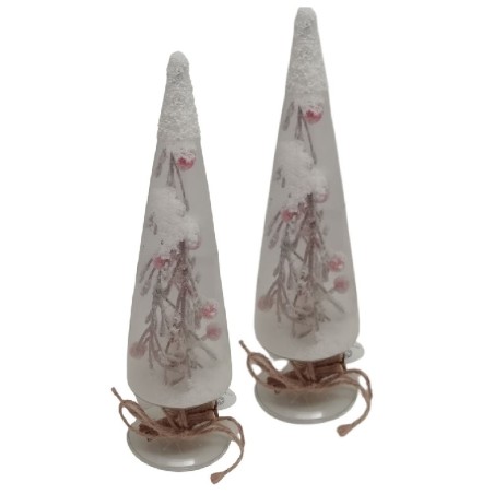 Alberello in vetro innevato cm. 20