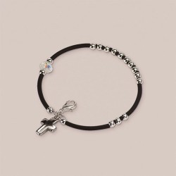 Braccialetto rosario in caucciù e metallo