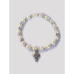 Braccialetto vetro perlato con croce