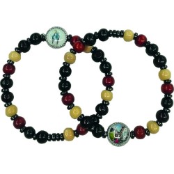 Bracialetto in legno legatura elastico Madonna Miracolosa