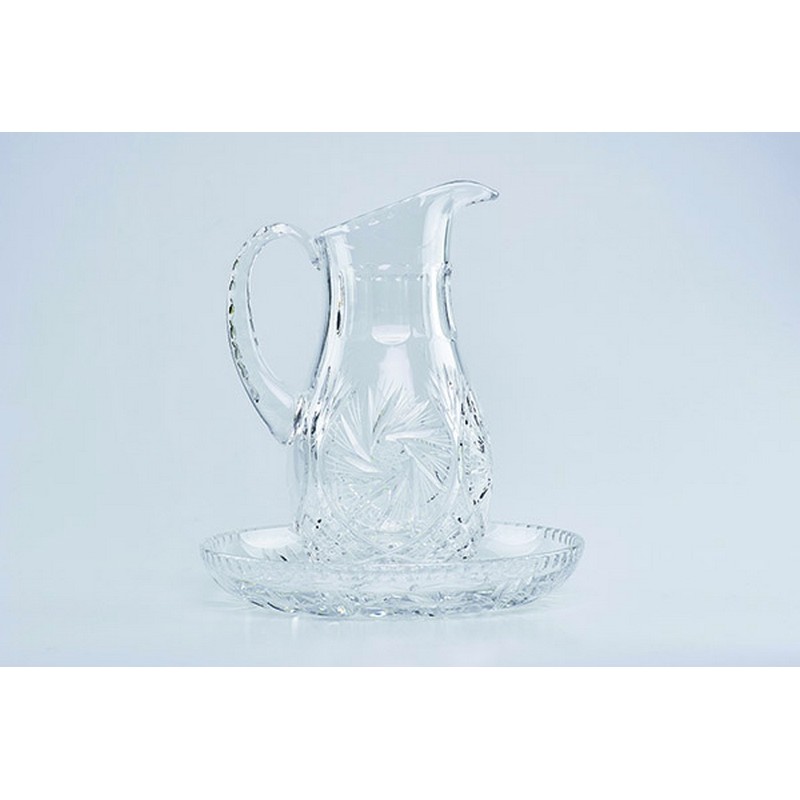 Brocca e piatto in cristallo