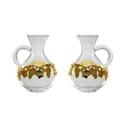 Brocchetta vetro ricambio per art. A1096  decoro uva dorato 140 cc.