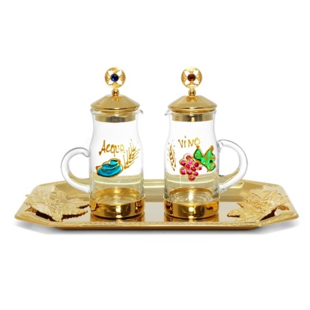 Brocchette vetro decorato vassoio dorato 130 cc.