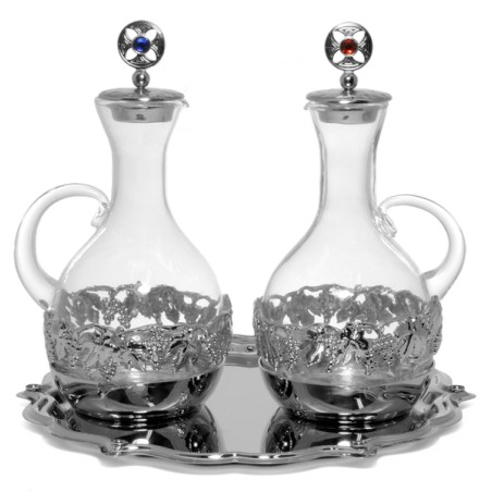 Brocchette vetro decoro argentato 200 cc.