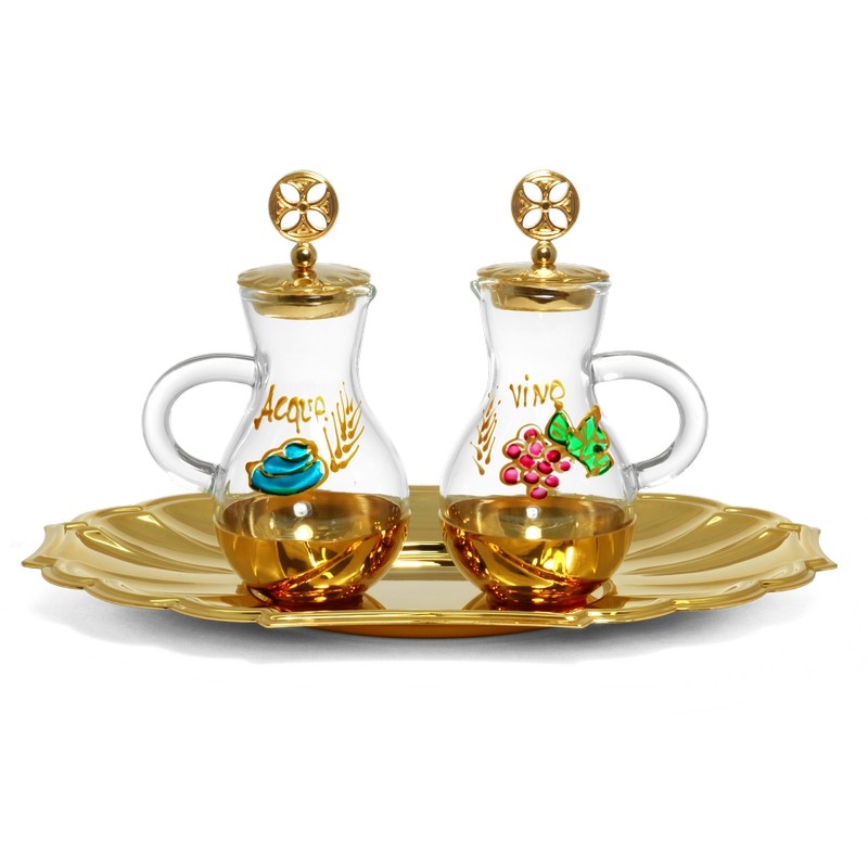 Brocchette vetro decoro dipinto a mano 75 cc.