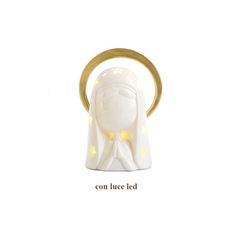 Busto Madonna in porcellana con luce led cm. 12