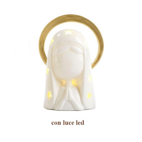 Busto Madonna in porcellana con luce led cm. 12