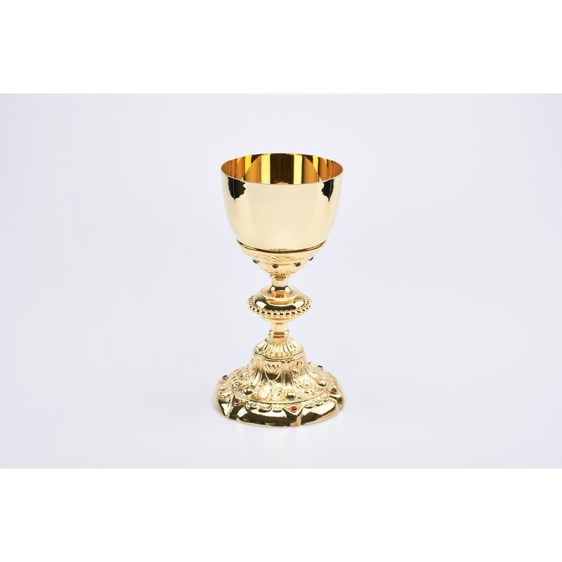 Calice barocco inserti vetro rubino cm. 22