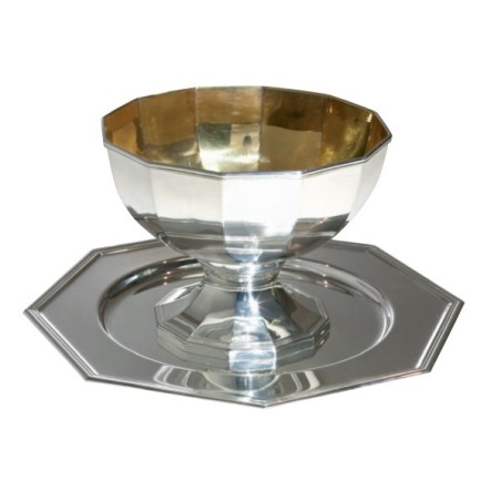Calice dodecagonale con piatto in ottone argentato per Neocatecumenali