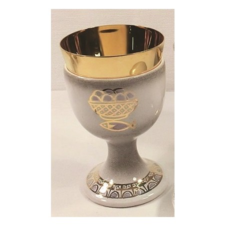 Calice in ceramica color perla