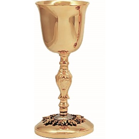 Calice ottone dorato 24K base in fusione "Uva e Foglie di Vite"