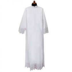 Camice con piegoni merletto croce e calice taglia 145 bianco