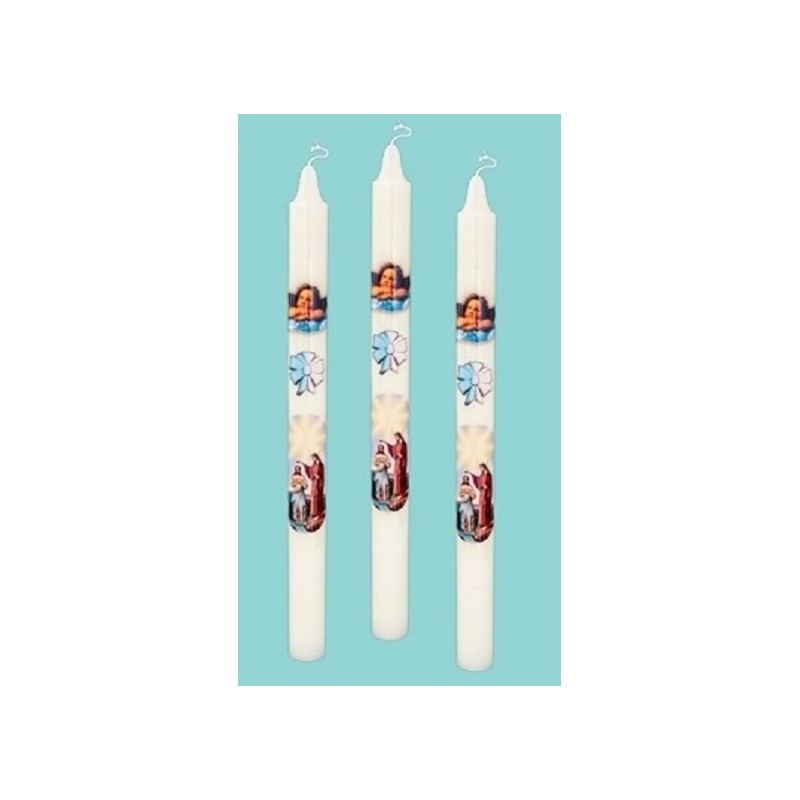 Candela liturgica battesimale bianca