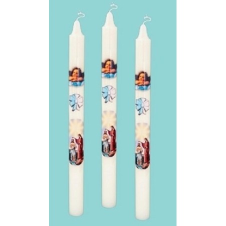 Candela liturgica battesimale bianca