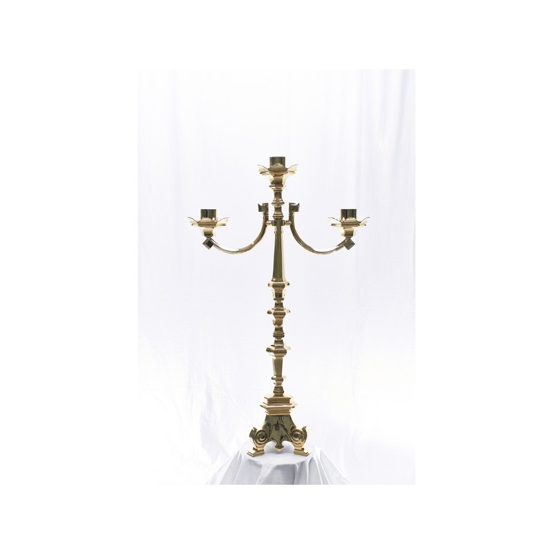 Candeliere Barocco dorato cm. 100 a tre braccia