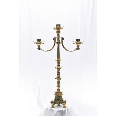 Candeliere Barocco dorato cm. 100 a tre braccia