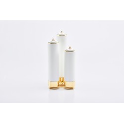 Candeliere in ottone a tre fiamme con finte candele Ø 6