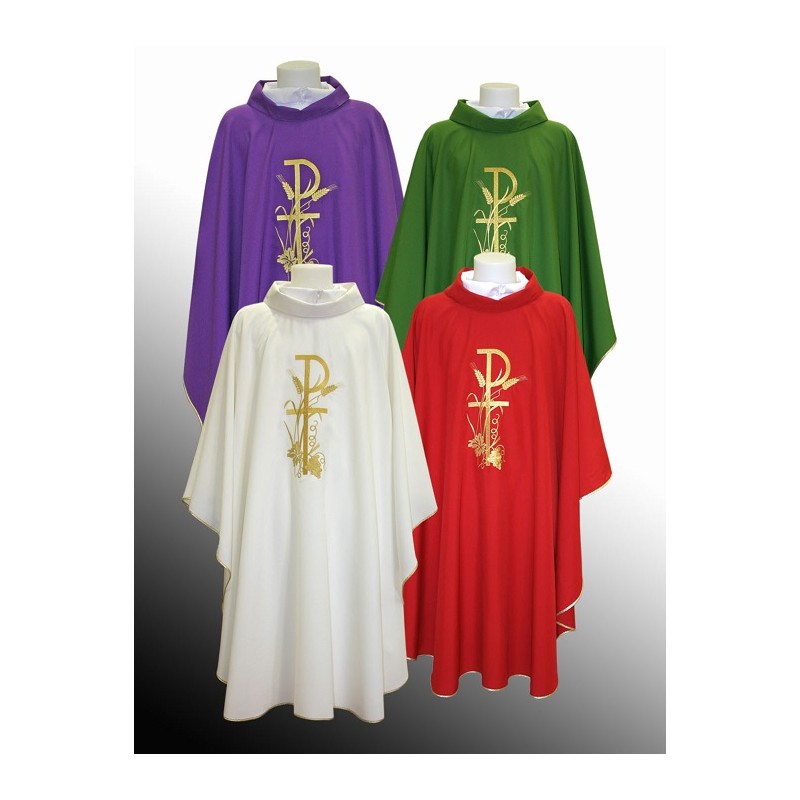 Casula ricamata Pax croce spighe uva